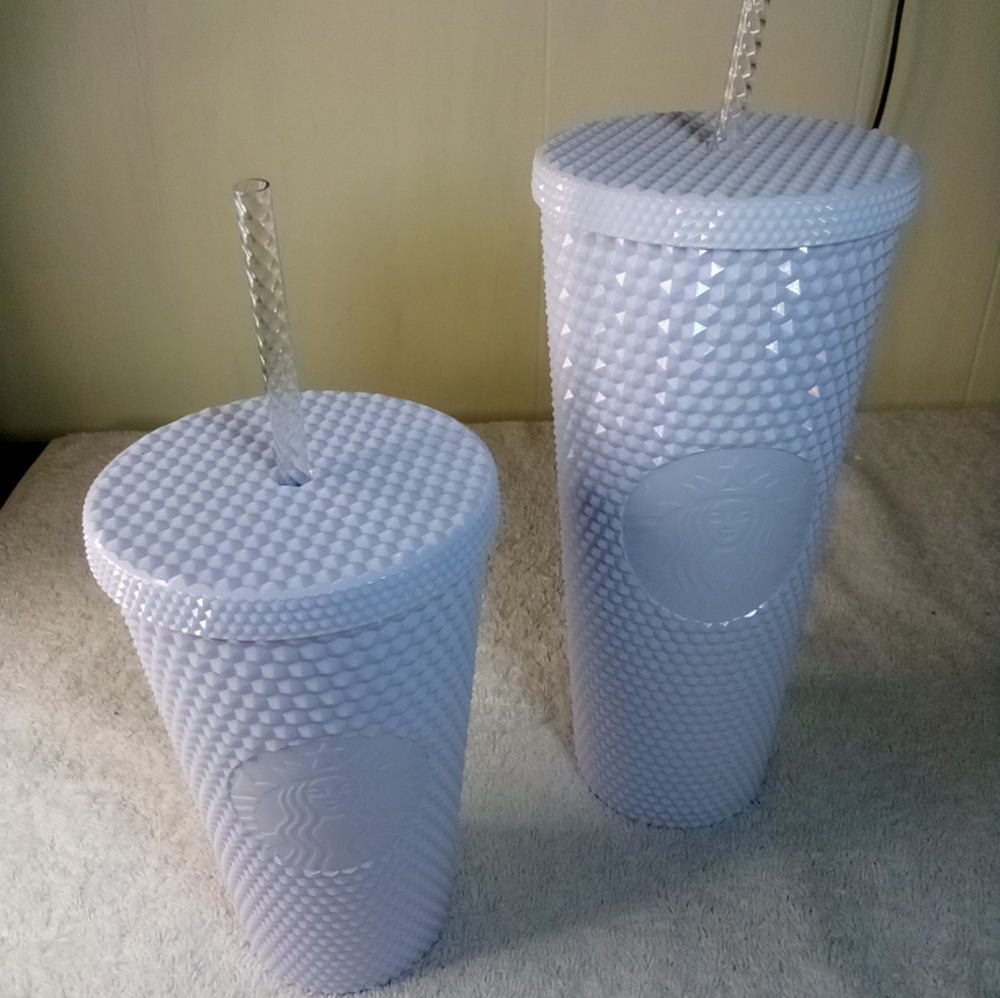 Starbucks Studded white bling Tumblrs